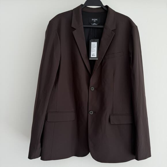 Rhone Commuter Blazer Mens Large Brown Slim Fit Sport Coat Performance Flex Knit - Picture 1 of 11